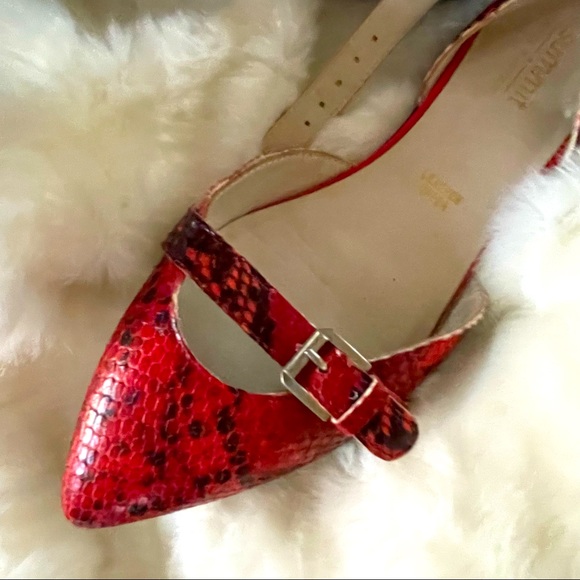 Summit Red Ankle Strap Flats, Size 41 - Picture 2 of 4